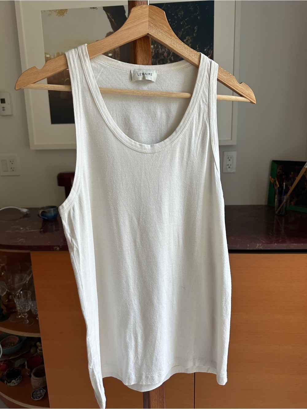Lemaire White Cotton Scoop Neck Tank Top